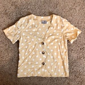 Asos yellow and white polka dot shirt